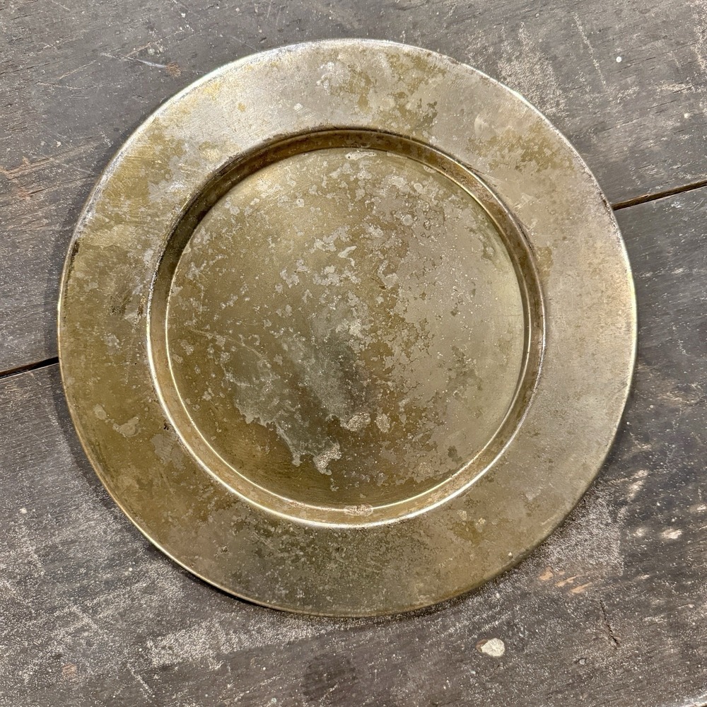 1/4 Antique Brass Church Collection Plate Patina Religious Tithe Tray